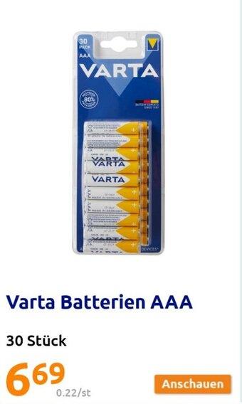 Action Varta Batterien AAA Angebot