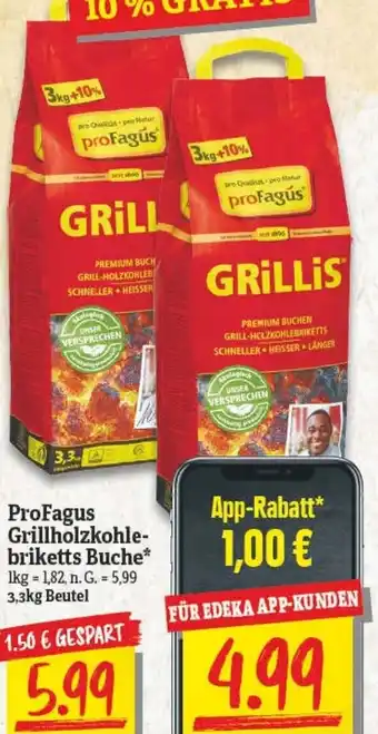 NP Discount ProFagus Grillholzkohle-briketts Buche* 3,3 kg Beutel Angebot