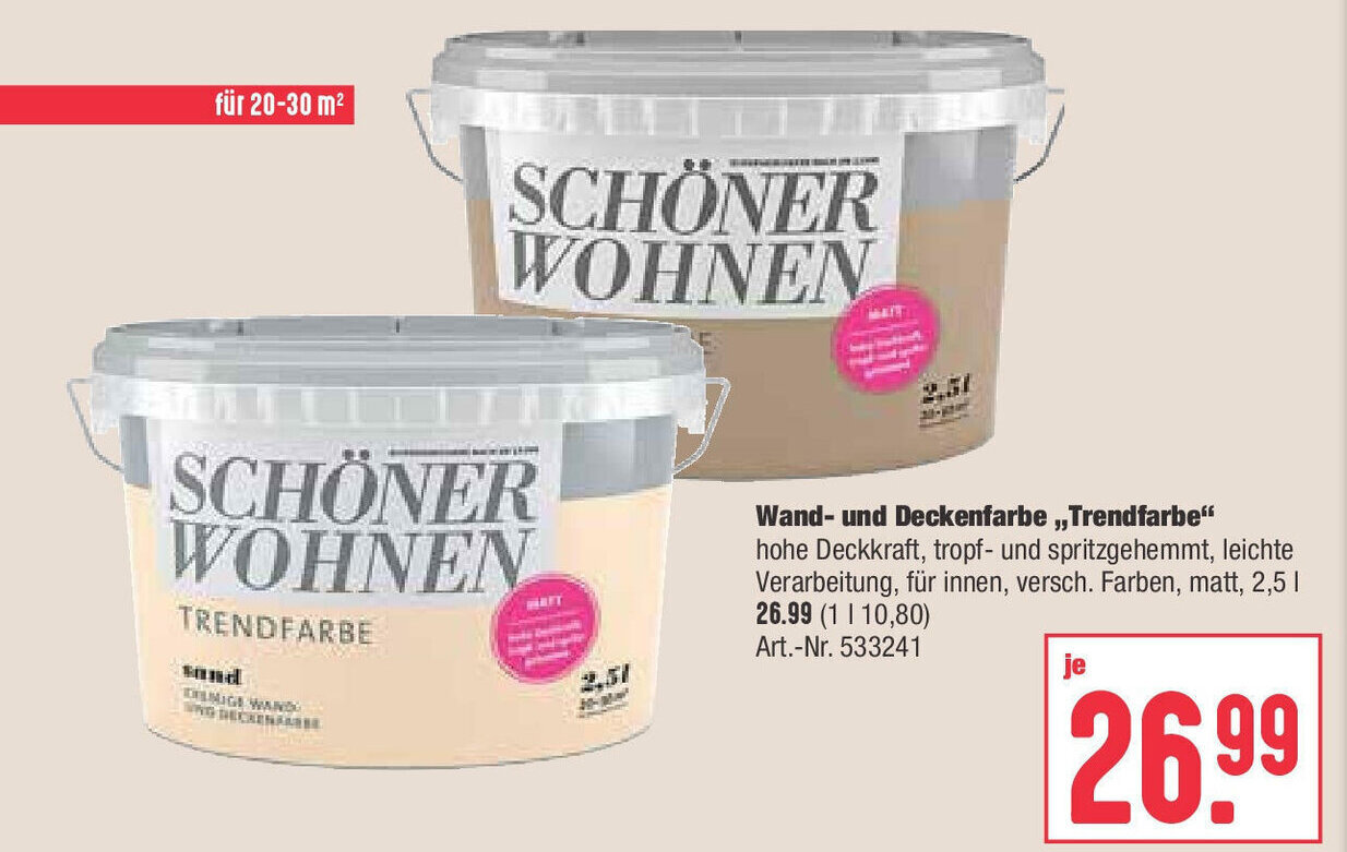 Wand und Deckenfarbe Trendfarbe Angebot bei BayWa