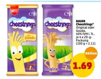 PENNY Bauer Cheestrings 4x20g Angebot