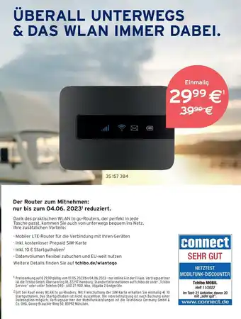 Tchibo Der Router zum Mitnehmen: nur bis zum 04.06. 2023¹ reduziert. Angebot