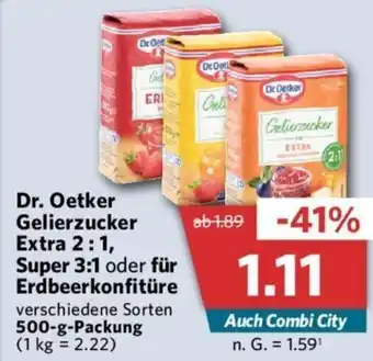 Combi Dr. Oetker Gelierzucker Extra 2:1, Super 3:1 oder für Erdbeerkonfitüre 500-g-Packung Angebot