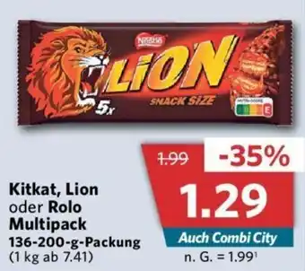 Combi Kitkat, Lion oder Rolo Multipack 136-200-g-Packung Angebot