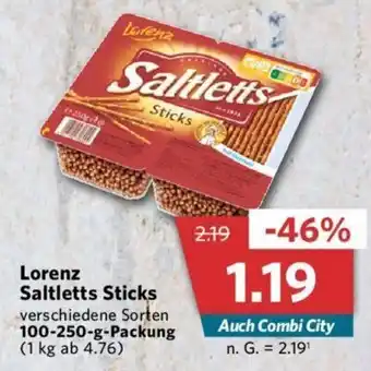 Combi Lorenz Saltletts Sticks 100-250-g-Packung Angebot