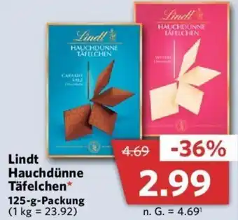 Combi Lindt Hauchdünne Täfelchen* 125 g Packung Angebot