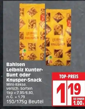 Edeka Bahlsen Leibniz Kunter-Bunt oder Knusper-Snack Mini-Kekse 150/175g Angebot