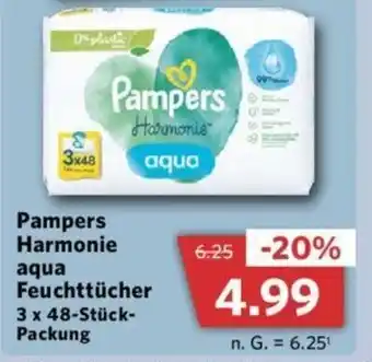 Combi Pampers Harmonie aqua Feuchttücher 3 x 48-Stück-Packung Angebot