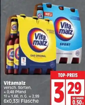 Edeka Vitamalz versch. Sorten, 6*330ml Angebot