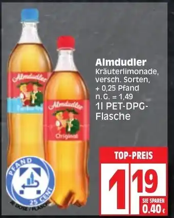 Edeka Almdudler Kräuterlimonade, versch. Sorten 1L Angebot
