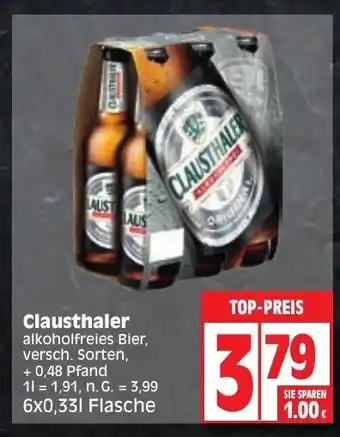 Edeka Clausthaler alkoholfreies Bier 6*330ml Angebot