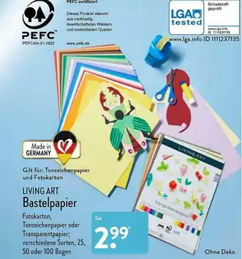 Aldi Nord Living Art Bastelpapier Angebot