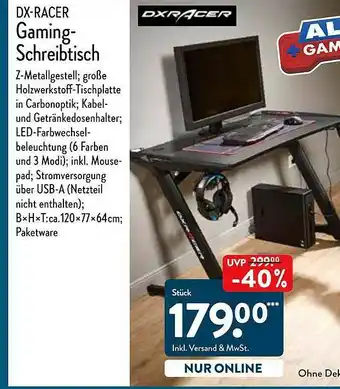 Aldi Nord Dx-racer Gaming-schreibtisch Angebot