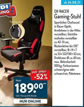 Aldi Nord Dx-racer Gaming-stuhl Angebot