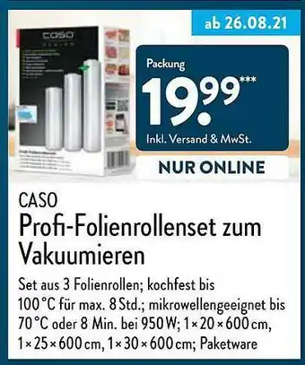 Aldi Nord Caso Profi-folienrollenset Zum Vakuumieren Angebot