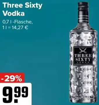 Logo Getränkemarkt Three Sixty Vodka 0,7 L Flasche Angebot