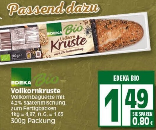 Elli Markt EDEKA Bio Vollkornkruste 300 g Packung Angebot