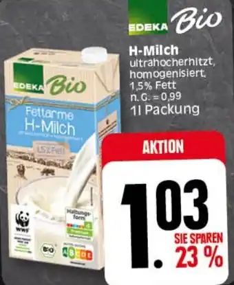 Elli Markt EDEKA Bio H-Milch 1 L Packung Angebot