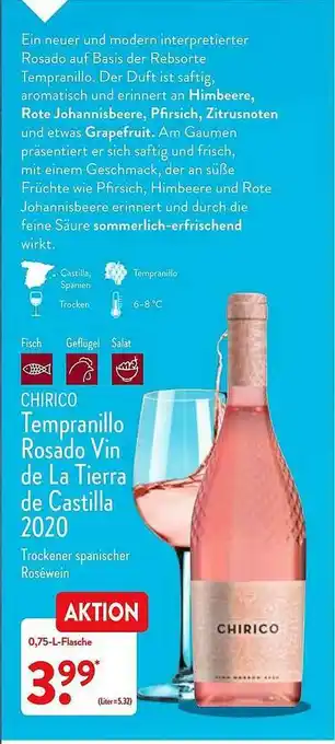 Aldi Nord Chirico Tempranillo Rosado Vin De La Tierra De Castilla 2020 Angebot