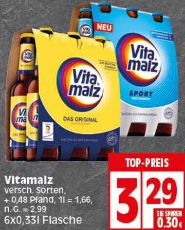 Elli Markt Vitamalz 6x0,33 L Flasche Angebot