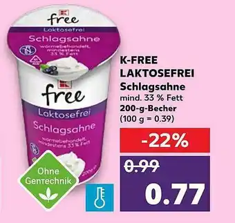 Kaufland K-free Laktosefrei Schlagsahne Angebot