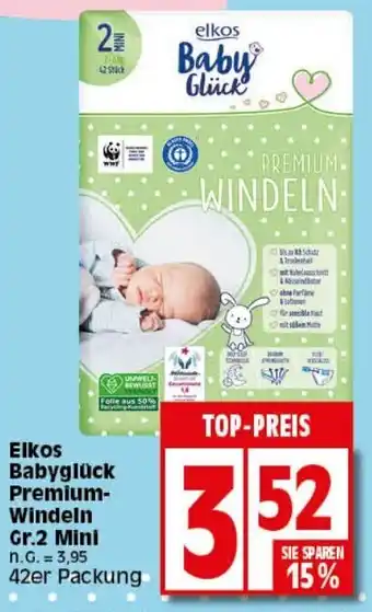 Elli Markt Elkos Babyglück Premium-Windeln Gr. 2 Mini 42er Packung Angebot