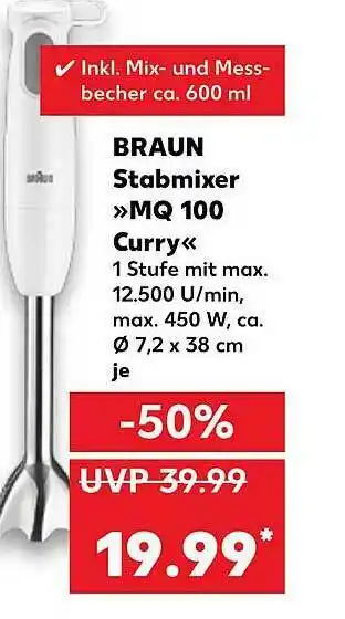 Kaufland Braun Stabmixer >MQ 100 Curry< Angebot