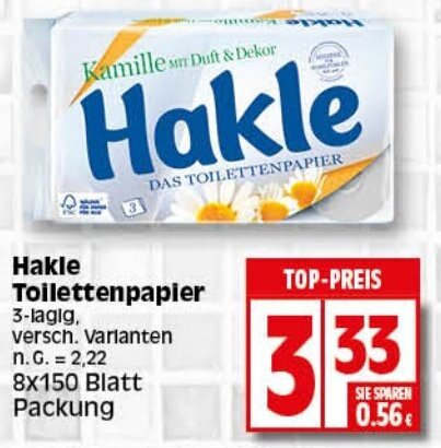 Elli Markt Hakle Toilettenpapier 3-lagig Angebot