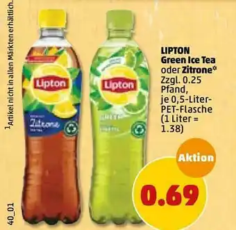 PENNY Lipton Green Ice Tea Oder Zitrone Angebot