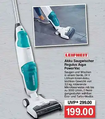 Famila Nord West Leifheit Akku Saugwischer Regulus Aqua Powervac Angebot