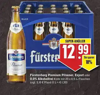 Scheck-in-Center Fürstenberg Premium  Pilsener, Export oder 0,0 % Alkoholfrei Angebot