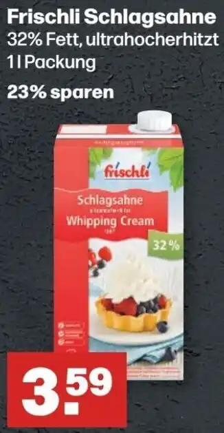 Handelshof Frischli Schlagsahne 1L Packung Angebot