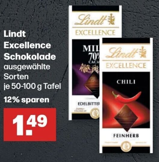 Handelshof Lindt Excellence Schokolade 50-100 g Tafel Angebot
