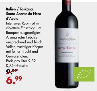 Galeria Markthalle Italien/Toskana Santa Anastasia Nero d'Avola 0,75L Angebot