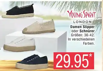 Marktkauf YOUNG SPIRIT LONDON Damen Slipper oder Schnürer Größen: 36-42. In verschiedenen Farben. Angebot