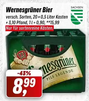 Simmel Wernesgrüner Bier 20*500ml Angebot