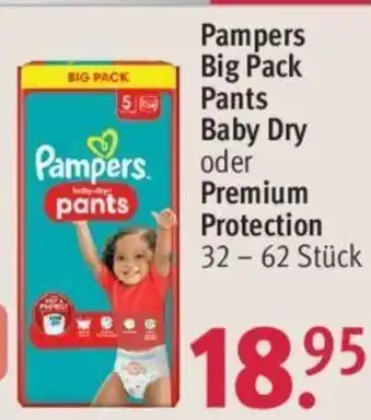 Rossmann Pampers Big Pack Pants Baby Dry oder Premium Protection 32 - 62 Stück Angebot