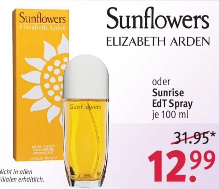 Rossmann Sunflowers Elizabeth Arden oder Sunrise EdT Spray je 100 ml Angebot