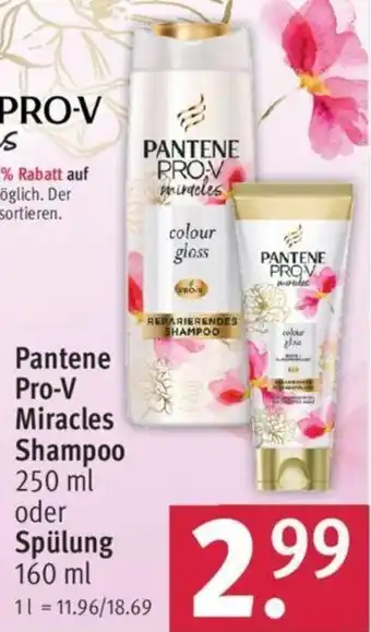 Rossmann Pantene Pro-V Miracles Shampoo 250 ml oder Spülung 160 ml Angebot