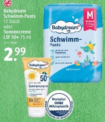 Rossmann Babydream Schwimm-Pants 12 Stück oder Sonnencreme LSF 50+ 75 ml Angebot