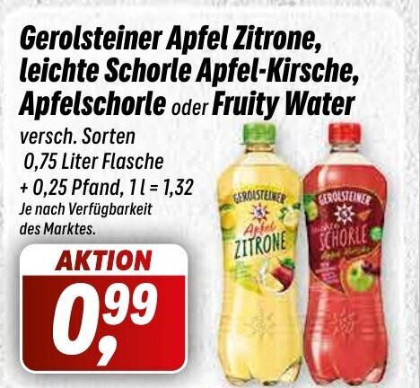 Simmel Gerolsteiner Apfel Zitrone, leichte Schorle Apfel-Kirsche, Apfelschorle oder Fruity Water 750ml Angebot