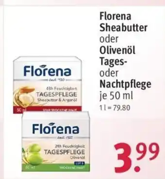 Rossmann Florena Sheabutter oder Olivenöl Tages-oder Nachtpflege je 50 ml Angebot