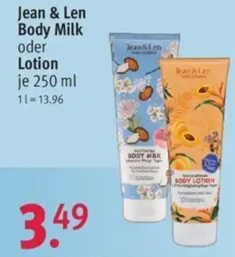 Rossmann Jean & Len Body Milk oder Lotion je 250 ml Angebot