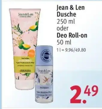 Rossmann Jean & Len Dusche 250ml oder Deo Roll-on 50 ml Angebot