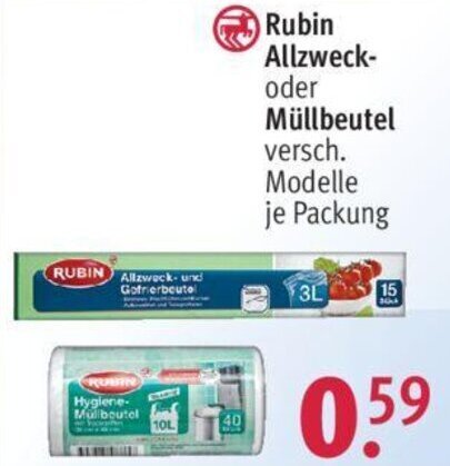 Rossmann Rubin Allzweck-oder Müllbeutel Angebot