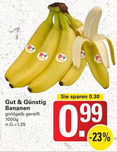 WEZ Gut & Günstig Bananen 1000 g Angebot