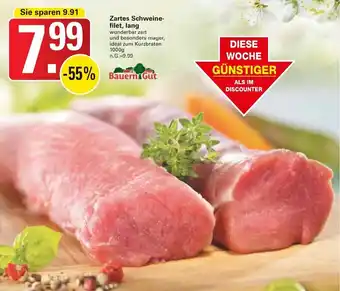 WEZ Bauern Gut Zartes Schweine-filet, lang 1000 g Angebot