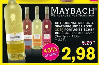 KODi MAYBACH CHARDONNAY, RIESLING, SPÄTBURGUNDER ROSÉ ODER PORTUGIESISCHER ROSÉ Je 0,75 L Angebot