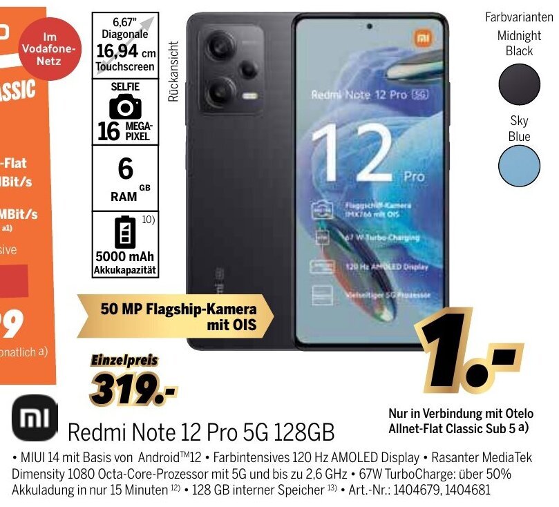 MEDIMAX Xiaomi Redmi Note 12 Pro 5G 128GB Angebot
