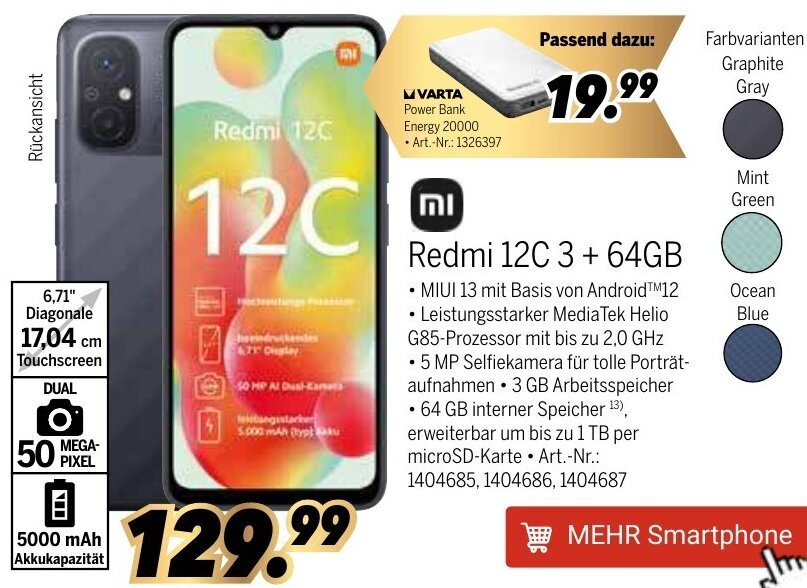 MEDIMAX Xiaomi Redmi 12C 3 + 64GB Angebot