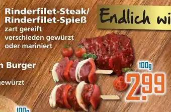 Klaas und Kock Rinderfilet Steak / Rinderfilet Spieß 100g Angebot